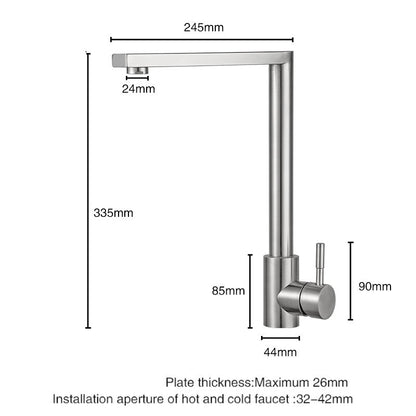 Juno Commercials Deck Mount Stainless Steel Kitchen Faucet with 360 Degree Rotatable Kitchen Sink Mixer Faucet Set