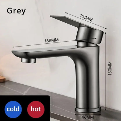 Juno Commercials Stainless Steel Single Handle Brushed Bathroom Sink Faucet with Cold and Hot Mixer