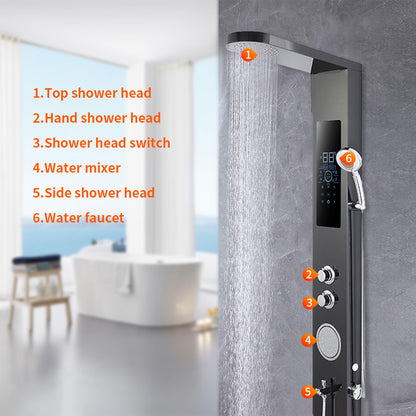 Juno Commercials Stainless Steel Wall Mount Black Finish Water Heater Adjustable Electric Shower Panel