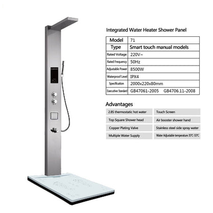 Juno Commercials Stainless Steel Heater Shower Panel With Floor Stand & LED Display