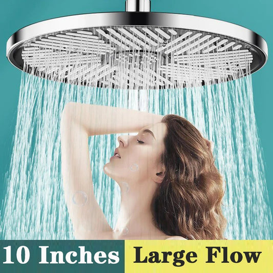 Juno Commercials Ceiling Mounted 10 inch High Pressure Chrome & Black Shower Head with Hand Shower