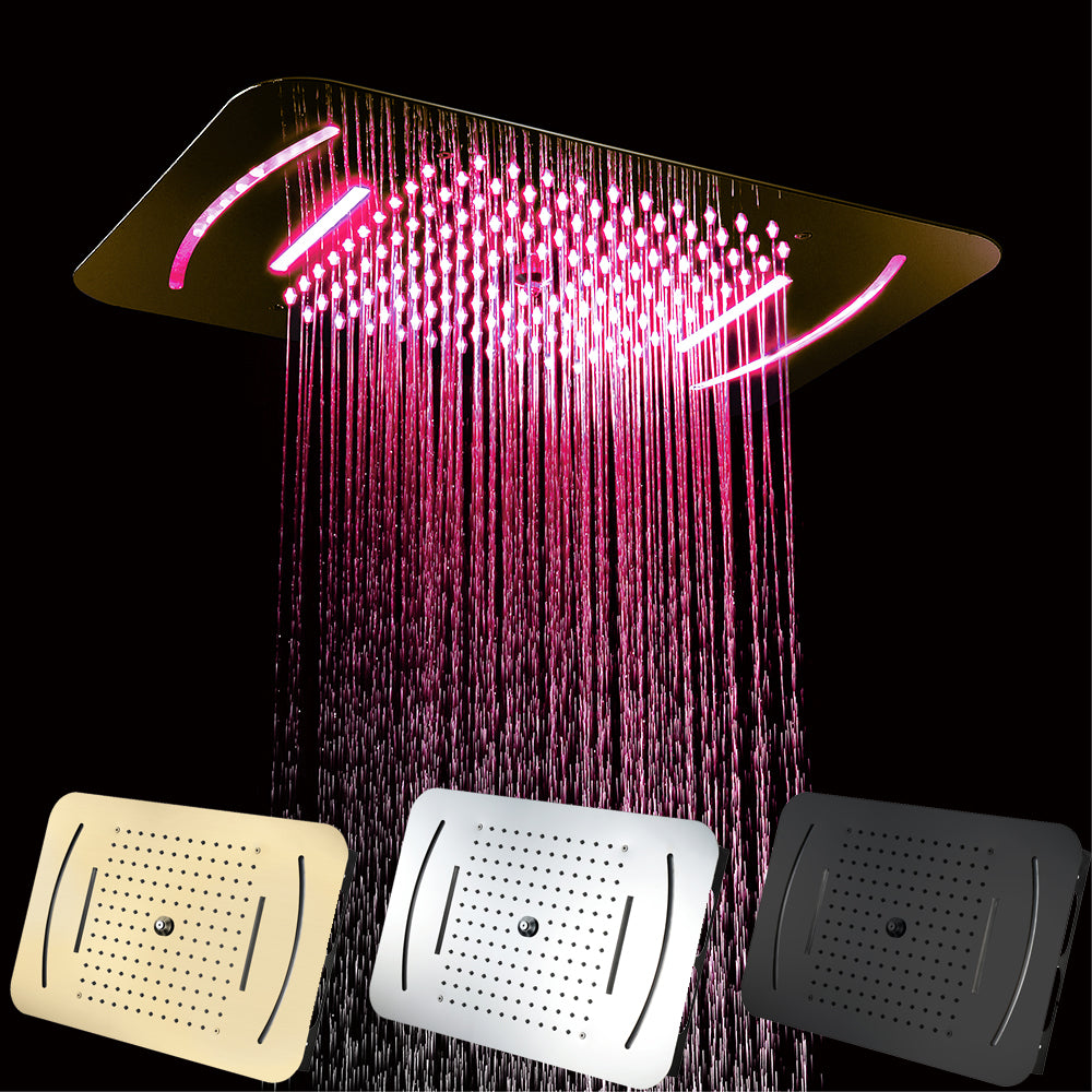 Juno Commercials Embedded Ceiling Mount With LED Light Bathroom Rainfall Shower Head