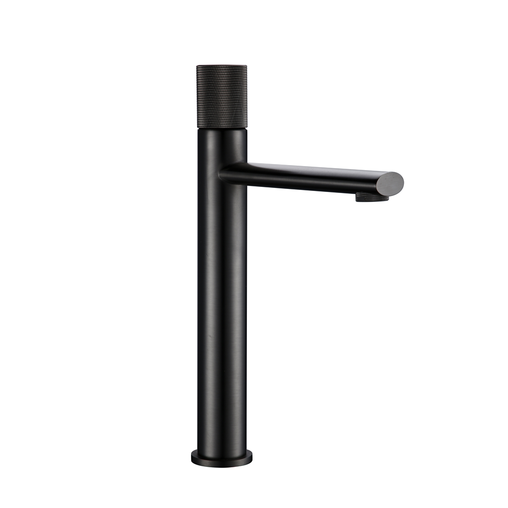 Juno Commercials Deck Mount Short & High Rise Brushed Bathroom Water Faucet with Hot & Cold Mixer