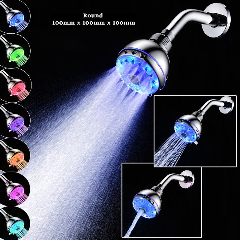 Juno Commercials Ceiling Mount 8 inch Automatic Changing 7 Colors Round High Pressure LED Shower Head