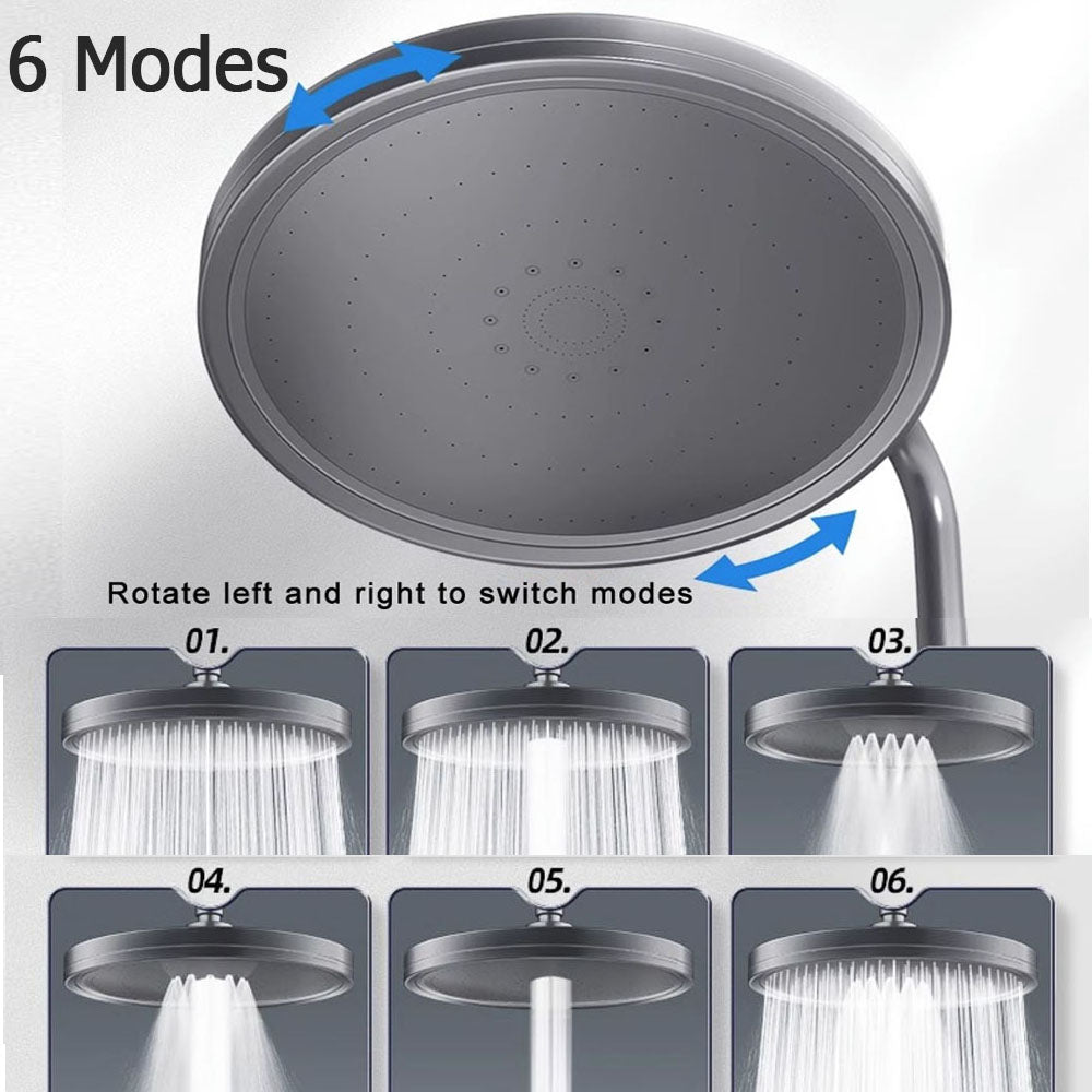 Juno Commercial Grade Wall Mount 6 Modes Rainfall Round Shower Head