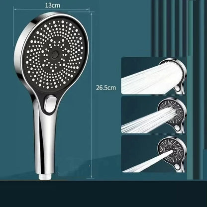 Juno Commercials Ceiling Mount 10" High Pressure Chrome & Black Shower Head with Hand Shower