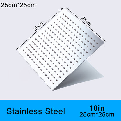 Juno Commercials Ceiling Mount Stainless Steel Polished Chrome Square Rainfall Shower Head & Arm