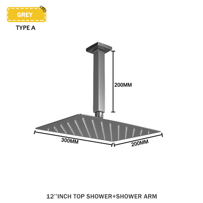 Juno Commercials Ceiling Mount Stainless Steel Rain Shower Head With Arm