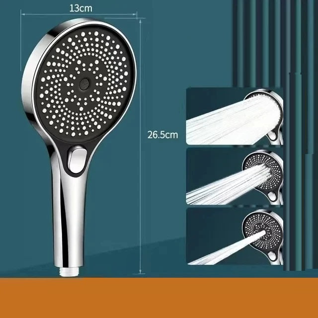 Juno Commercials Ceiling Mount 10" High Pressure Chrome & Black Shower Head with Hand Shower