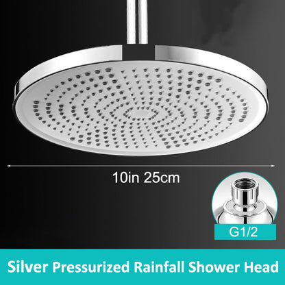 Juno Commercials Ceiling Mounted 10 inch High Pressure Chrome & Black Shower Head with Hand Shower