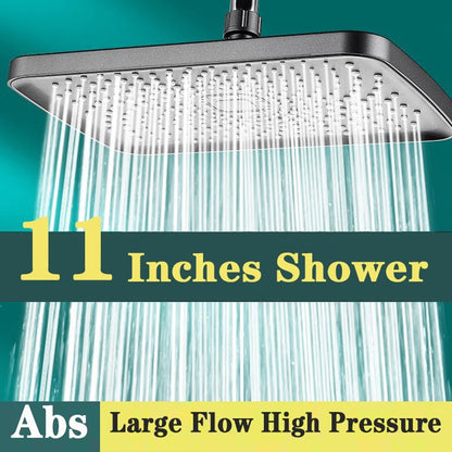 Juno Commercials Ceiling Mount Rectangle Large Flow Shower Head With Hand Shower In 5 Modes