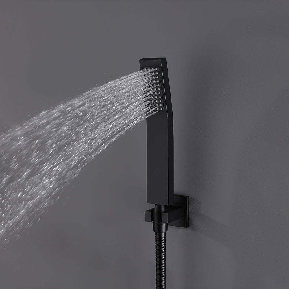 Juno Commercials Brushed Square 5 Handles 4 Way Shower System with LED Lights & Music