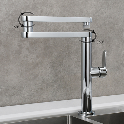 Juno Commercials High Rise Deck Mount Polished Finish Foldable &  Rotatable Kitchen Sink Faucet