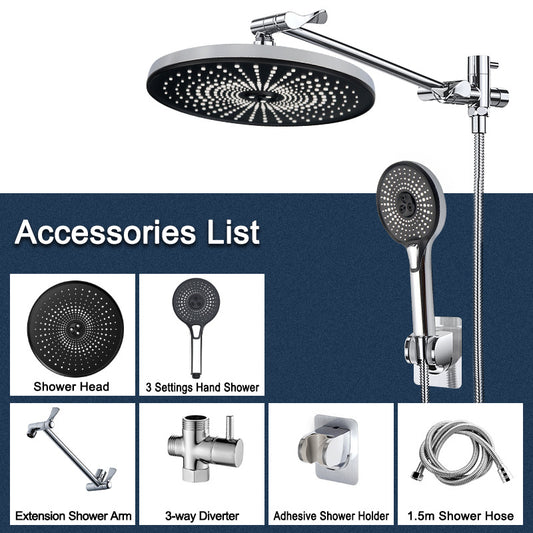 Juno Commercials Chrome Finish Wall Mount Extendable Shower Set with 3 Spray Modes