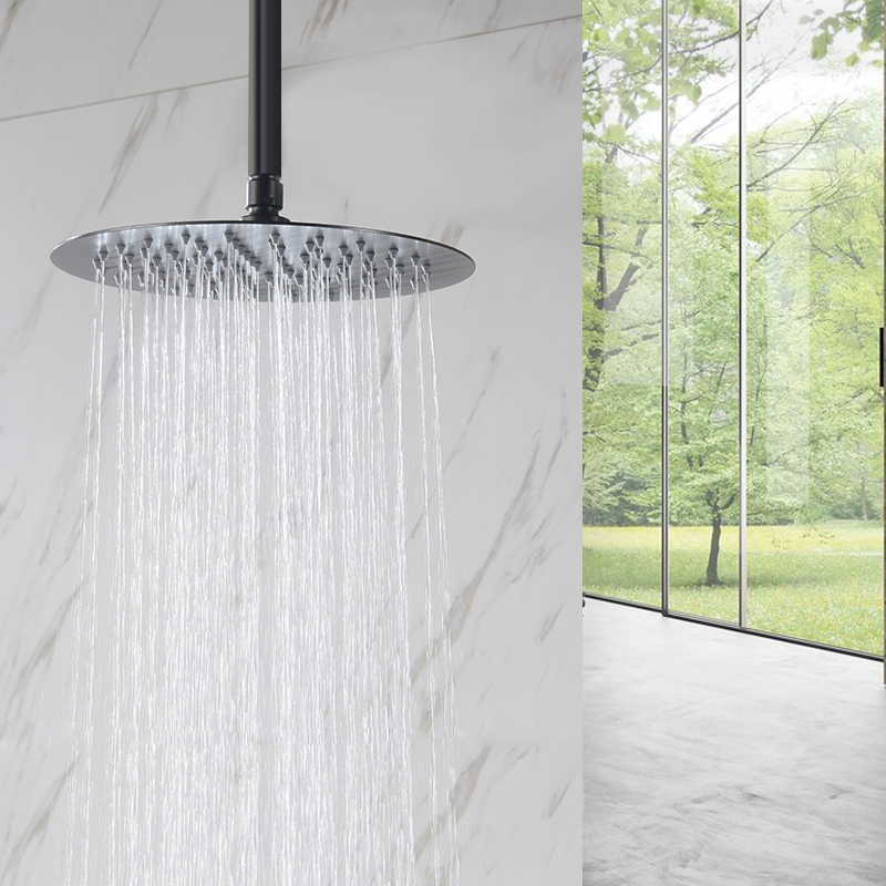 Juno Commercial Good Pressure Shower Head Ceiling Mount Round Rainfall Shower Head With Arm