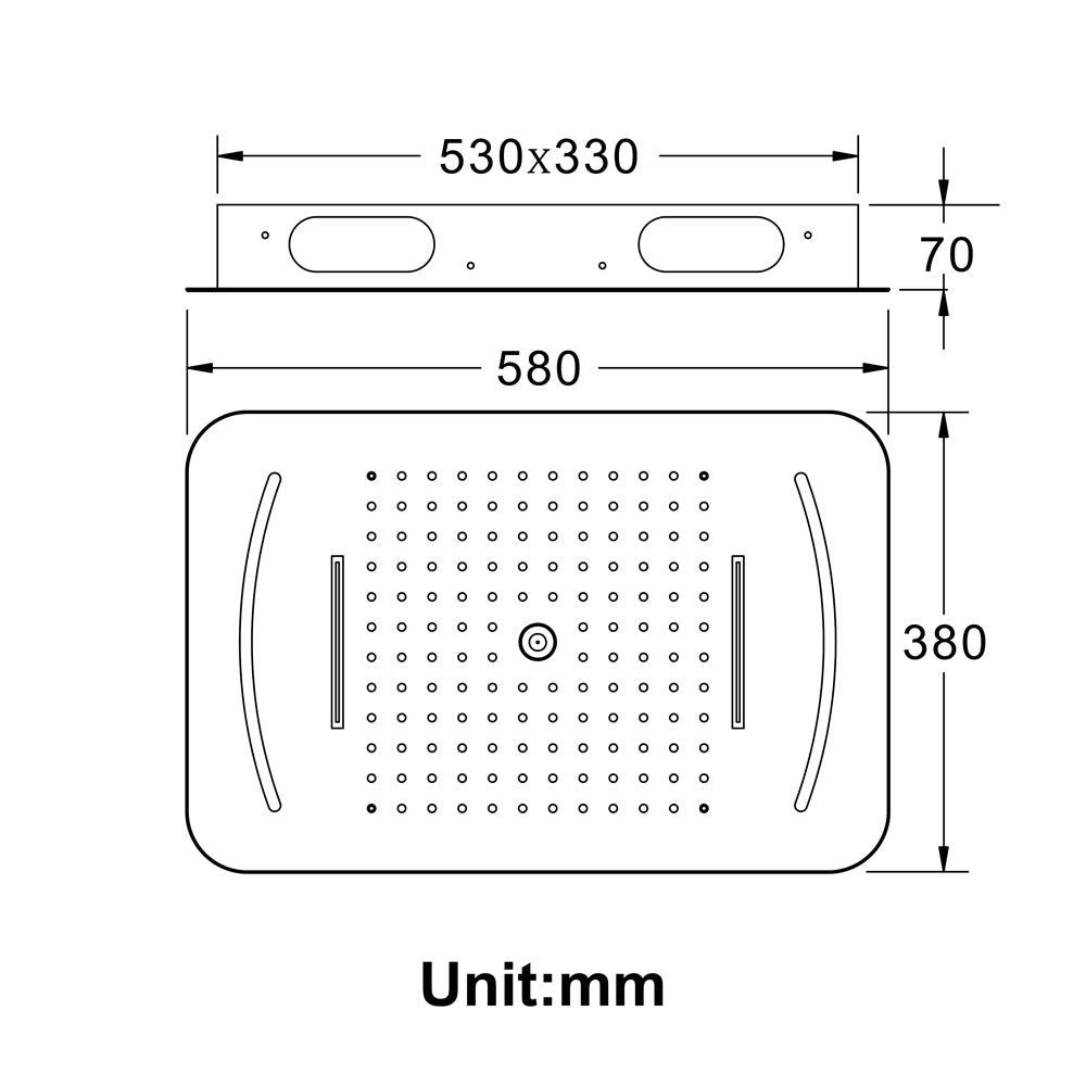 Juno Commercials Embedded Ceiling Mount With LED Light Bathroom Rainfall Shower Head