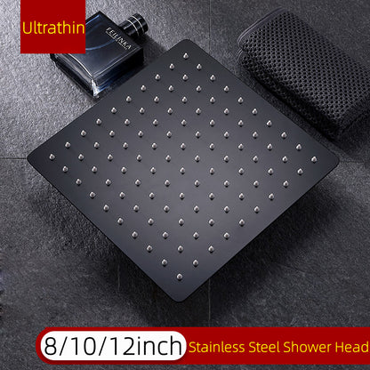 Juno Commercials 12 inch Ceiling Mount Black and Chrome Bathroom Shower Head