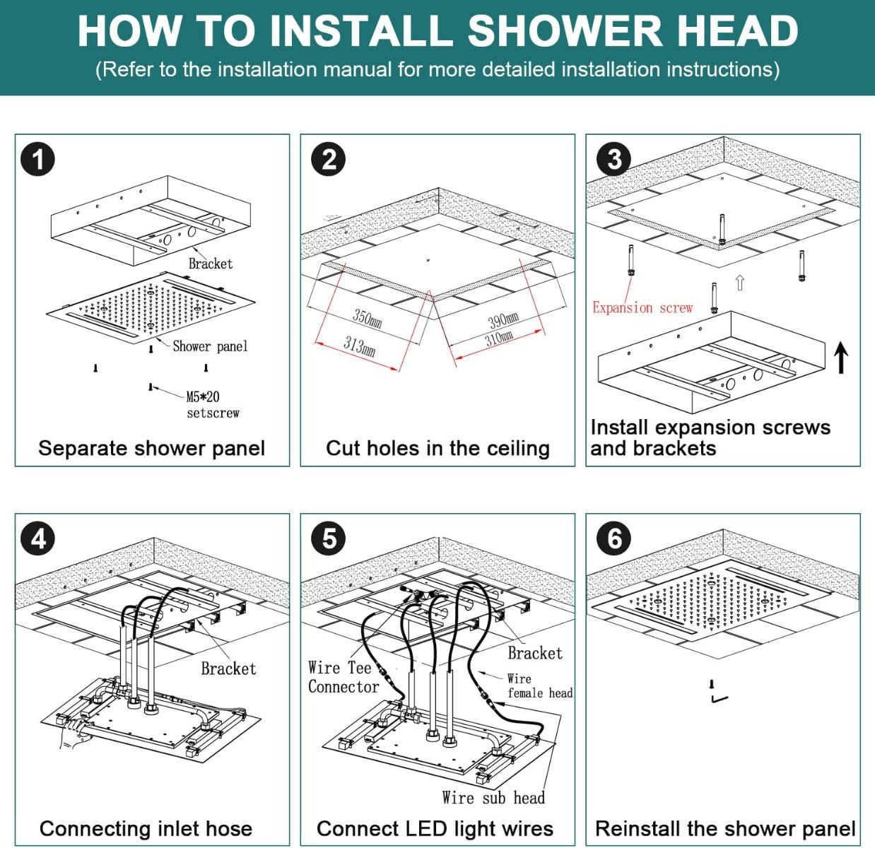 Juno Best Commercial Wall Mount Brushed Finish Remote Control Shower System