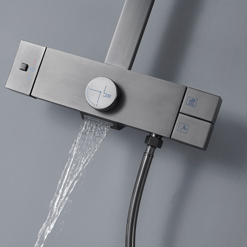 Juno Commercials Wall Mount Hot Cold Shower System with Smart Thermostatic Bath Faucet Square Head