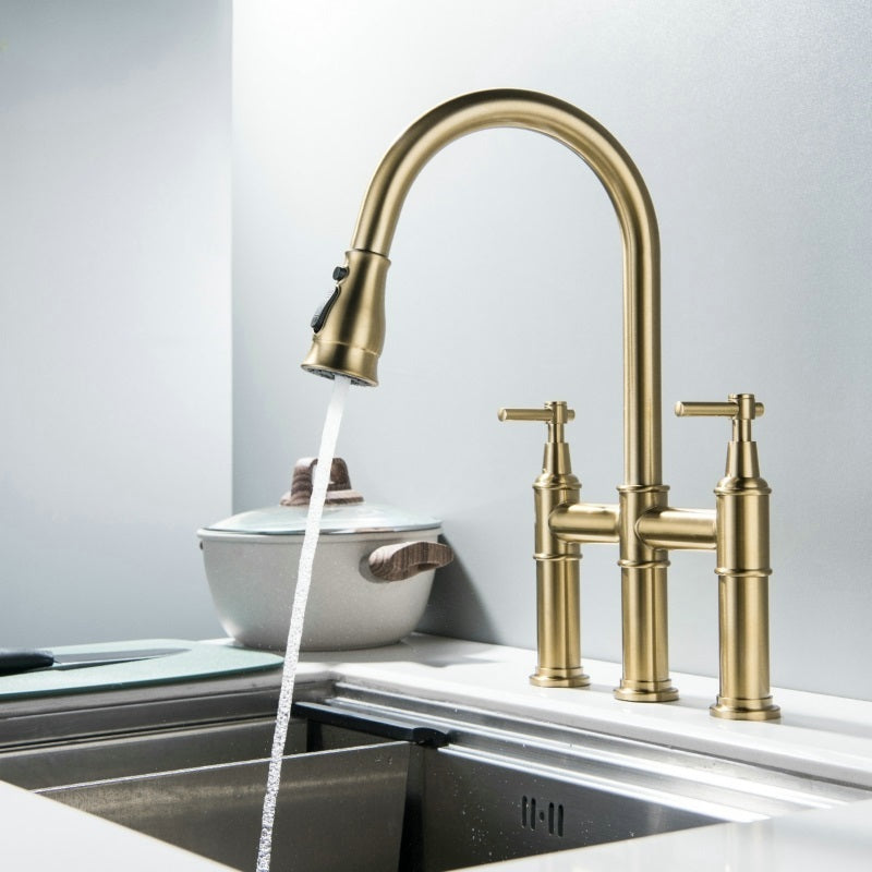 Juno Commercials Pull-out Kitchen Faucet in 3 Spray Modes with Dual Handle