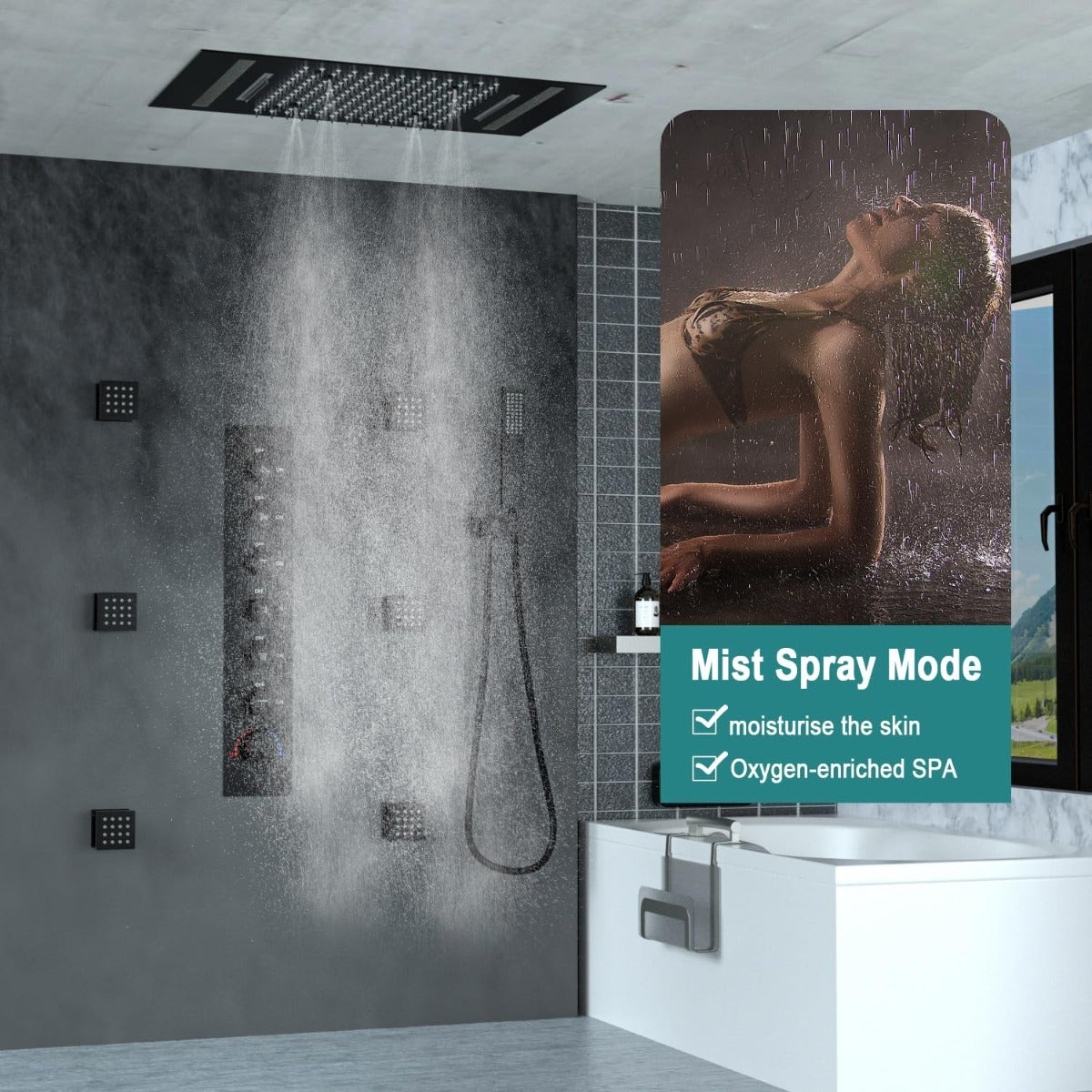 Juno Best Commercial Wall Mount Brushed Finish Remote Control Shower System