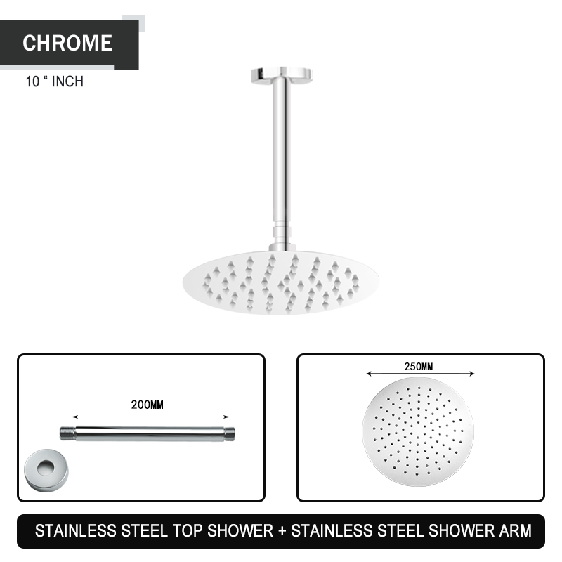 Juno Commercial Good Pressure Shower Head Ceiling Mount Round Rainfall Shower Head With Arm