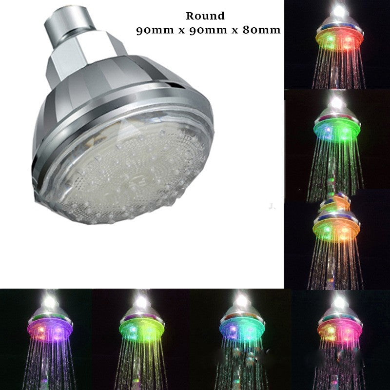 Juno Commercials Ceiling Mount 8 inch Automatic Changing 7 Colors Round High Pressure LED Shower Head