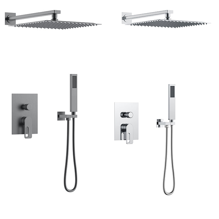 Juno Commercials Wall Mount Dual Function Square Concealed Shower Set