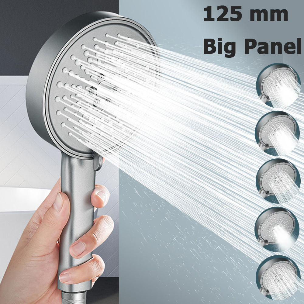 Juno Commercials Ceiling Mount 5 Modes High Pressure 10 inch Chrome & Black Bathroom Shower Head