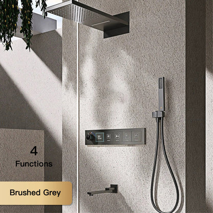 Juno Commercial Wall Mount Rectangle LED Shower Head with Digital Display & Hand Shower System