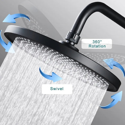 Juno Commercials Ceiling Mount 5 Modes High Pressure 10 inch Chrome & Black Bathroom Shower Head