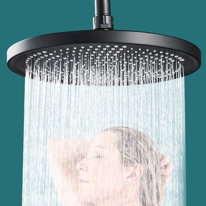 Juno Commercial Large Flow High Pressure Ceiling Mounted Shower Head in Black & Chrome Finish