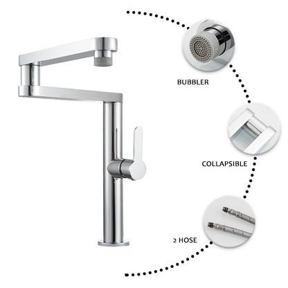 Juno Commercials High Rise Deck Mount Polished Finish Foldable &  Rotatable Kitchen Sink Faucet