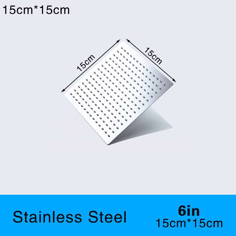 Juno Commercials Ceiling Mount Stainless Steel Polished Chrome Square Rainfall Shower Head & Arm