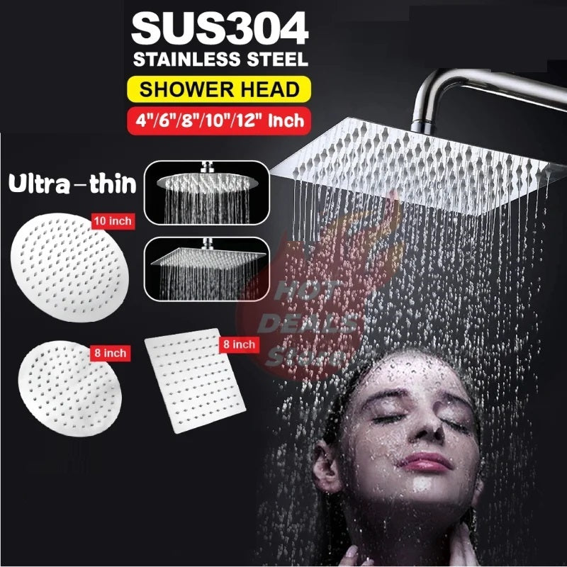 Juno Commercials Wall Mount Square & Round Ultra-thin Large Shower Head with Hand Shower