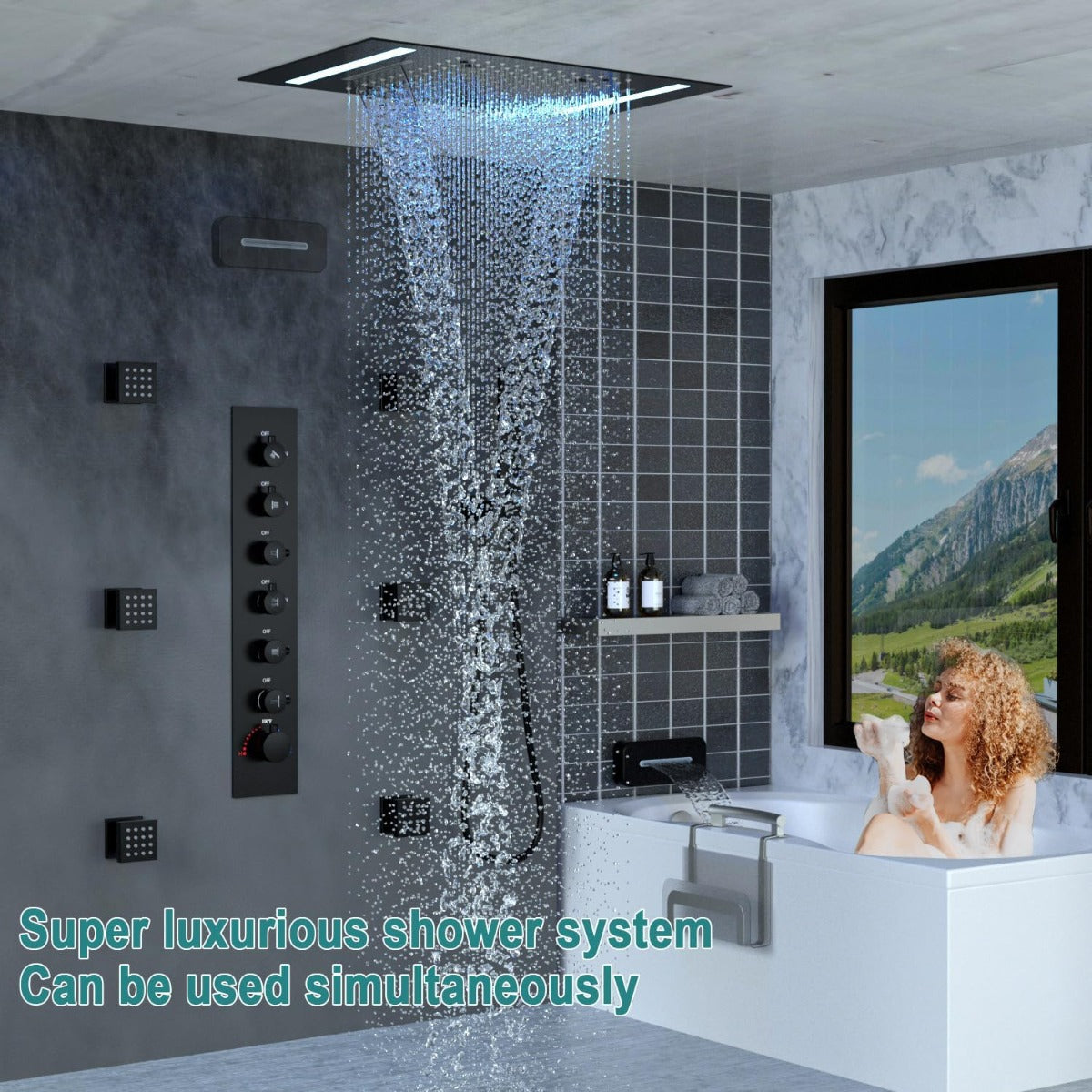 Juno Best Commercial Wall Mount Brushed Finish Remote Control Shower System