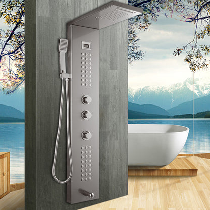 Juno Commercials Wall Mount Outdoor Shower Column with Temperature Display & LED Shower