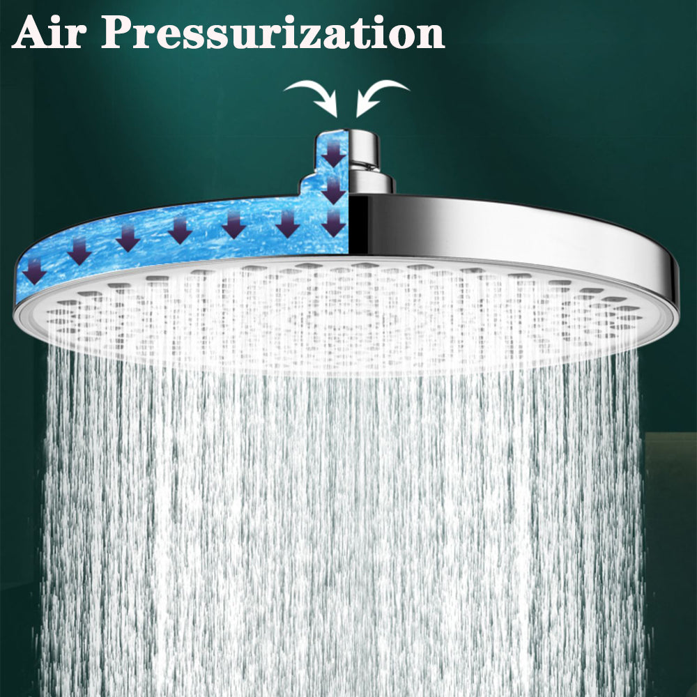 Juno Commercial Large Flow High Pressure Ceiling Mounted Shower Head in Black & Chrome Finish