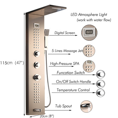 Juno Commercials Wall Mount Outdoor Shower Column with Temperature Display & LED Shower