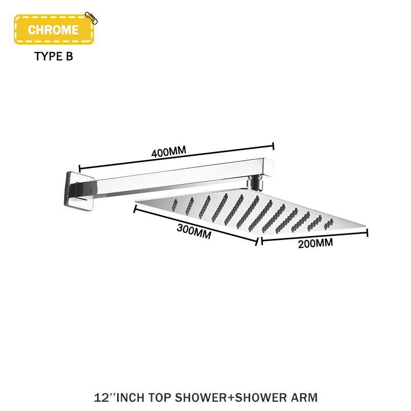 Juno Commercials Ceiling Mount Stainless Steel Rain Shower Head With Arm