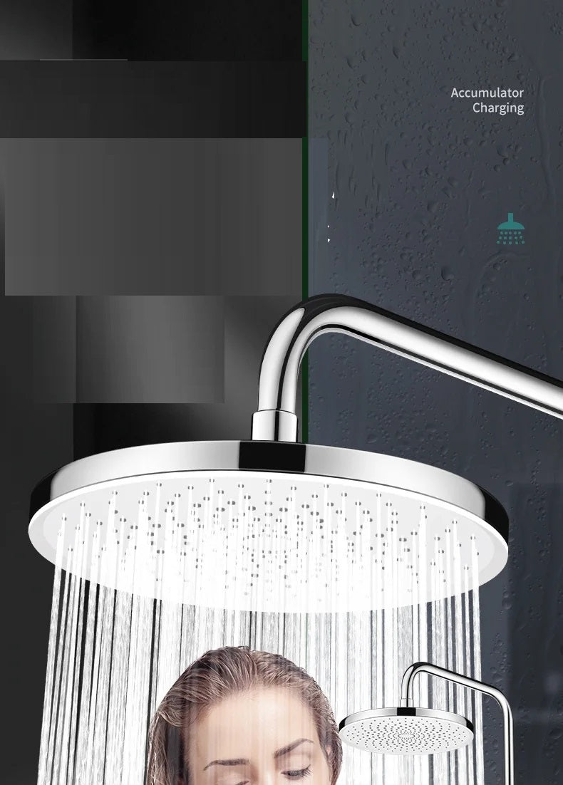 Juno Commercials Ceiling Mount 10" High Pressure Chrome & Black Shower Head with Hand Shower