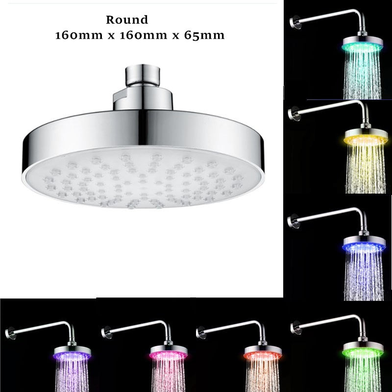 Juno Commercials Ceiling Mount 8 inch Automatic Changing 7 Colors Round High Pressure LED Shower Head