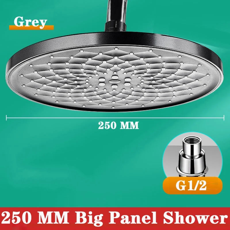 Juno Commercials Ceiling Mounted 10 inch High Pressure Chrome & Black Shower Head with Hand Shower