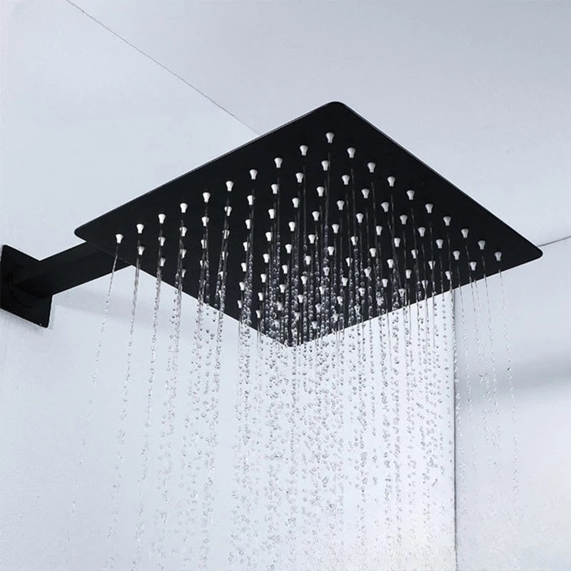 Juno Commercials Ceiling Mount Stainless Steel Shower Head in Turbocharged Black Series