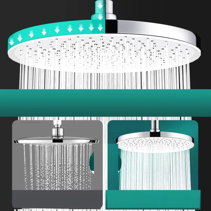 Juno Commercials Ceiling Mount 10" High Pressure Chrome & Black Shower Head with Hand Shower