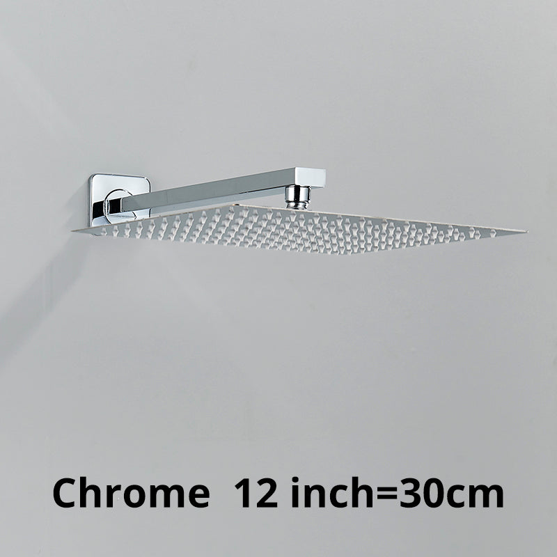 Juno Commercials Wall Mount Square Ultrathin Shower Head & Arm Set