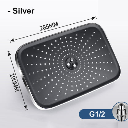 Juno Commercials Ceiling Mount Rectangle Large Flow Shower Head With Hand Shower In 5 Modes