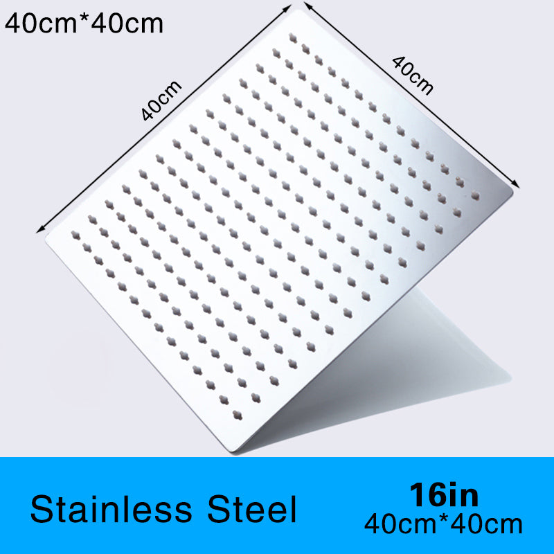 Juno Commercials Ceiling Mount Stainless Steel Polished Chrome Square Rainfall Shower Head & Arm