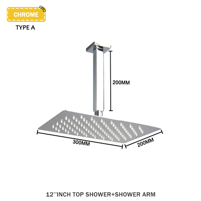 Juno Commercials Ceiling Mount Stainless Steel Rain Shower Head With Arm