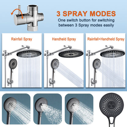 Juno Commercials Chrome Finish Wall Mount Extendable Shower Set with 3 Spray Modes